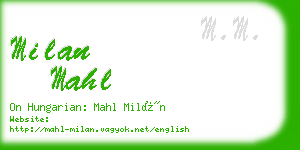 milan mahl business card